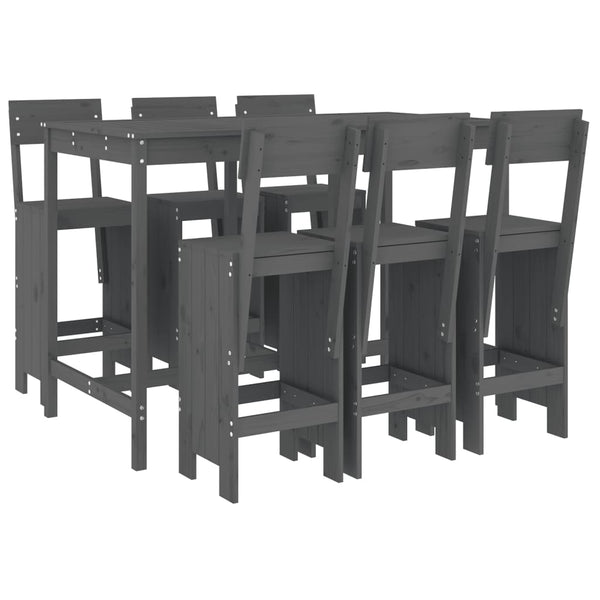vidaXL 7-Piece Garden Bar Set Grey Solid Pine Wood