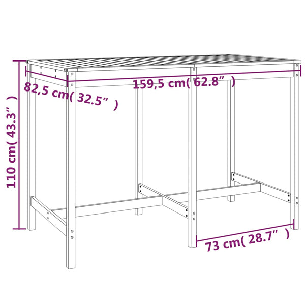 vidaXL 7-Piece Garden Bar Set Grey Solid Pine Wood