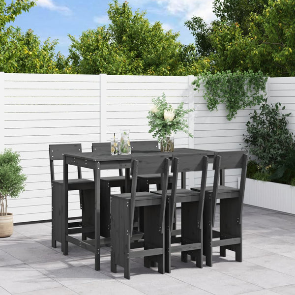 vidaXL 7-Piece Garden Bar Set Grey Solid Pine Wood