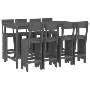 vidaXL 9-piece Outdoor Bar Set Grey Solid Pine Wood