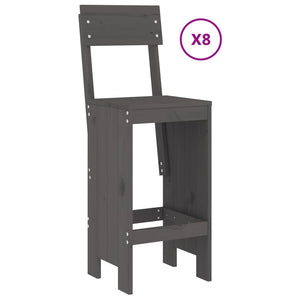 vidaXL 9-piece Outdoor Bar Set Grey Solid Pine Wood