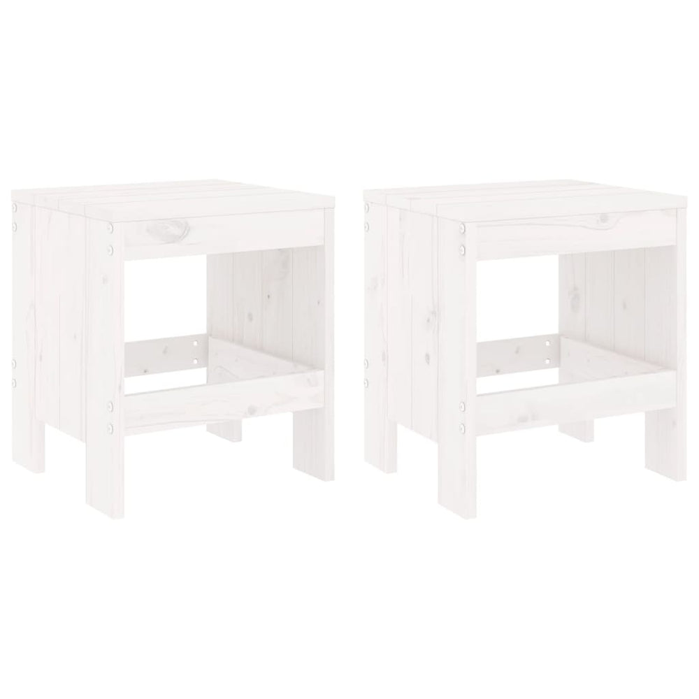 vidaXL Garden Stools 2 pcs White 40x36x45 cm Solid Pine Wood