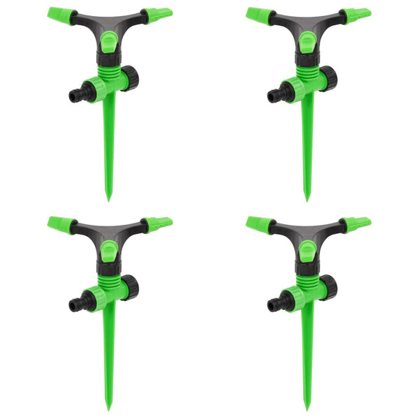vidaXL Rotating Sprinkler 4 pcs. Green and Black 16x13.5x25.5 cm ABS PP