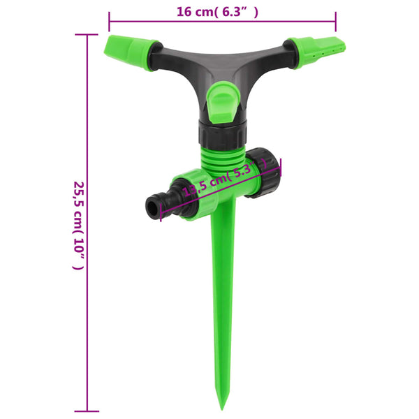 vidaXL Rotating Sprinkler 4 pcs. Green and Black 16x13.5x25.5 cm ABS PP
