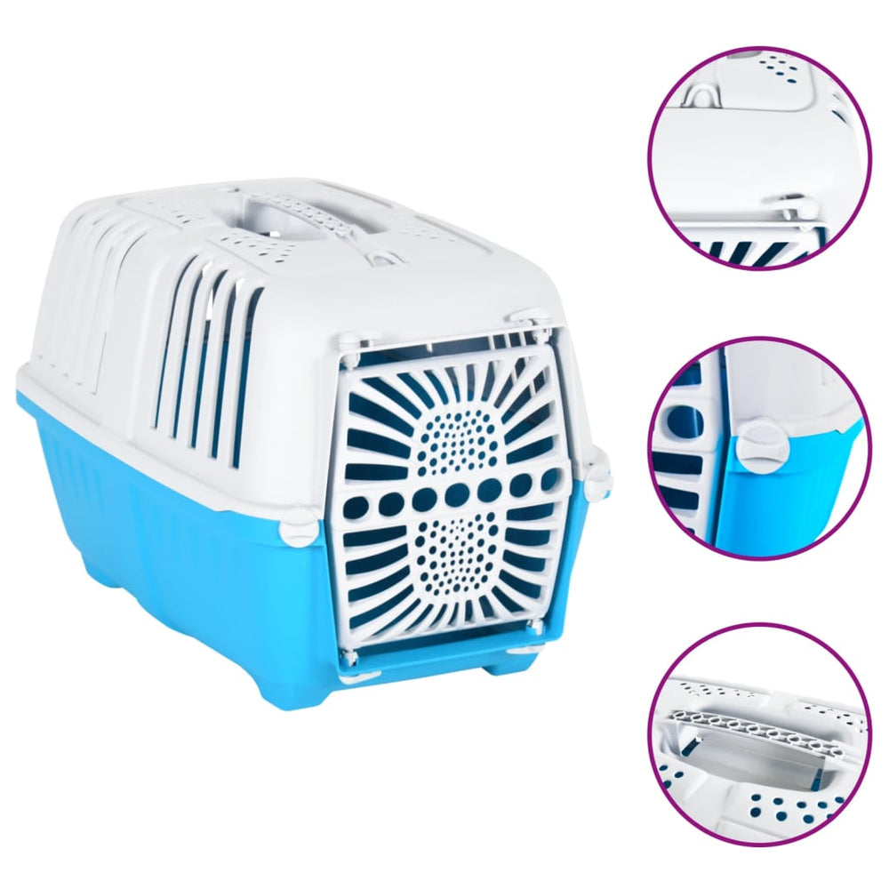 vidaXL Pet Carrier White Blue 48x31.5x33 cm Polypropylene