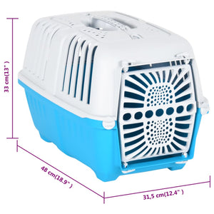 vidaXL Pet Carrier White Blue 48x31.5x33 cm Polypropylene