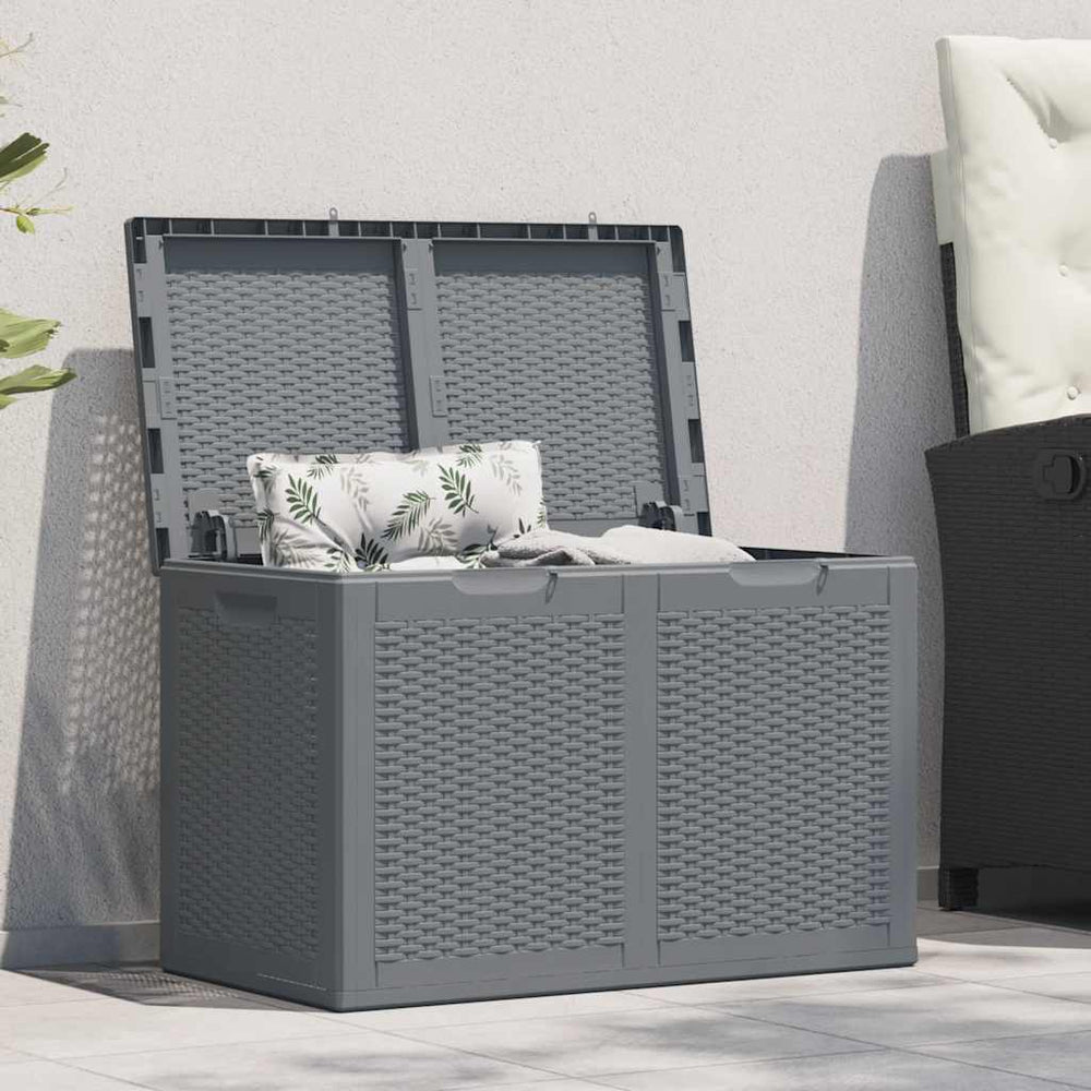 vidaXL Grey PP Rattan Garden Storage Box 180 L