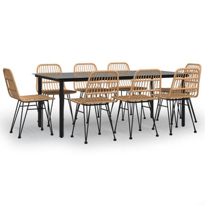 vidaXL 9-piece Poly Rattan Garden Dining Set
