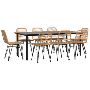vidaXL 9-piece Poly Rattan Garden Dining Set