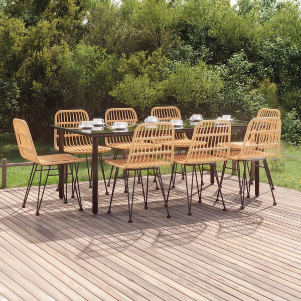 vidaXL 9-piece Poly Rattan Garden Dining Set