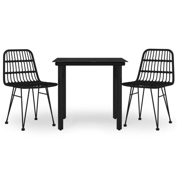 vidaXL 3-pc. Garden Dining Set Black Poly Rattan