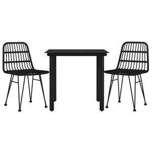 vidaXL 3-pc. Garden Dining Set Black Poly Rattan
