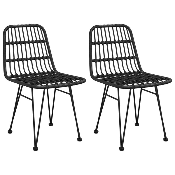 vidaXL 3-pc. Garden Dining Set Black Poly Rattan