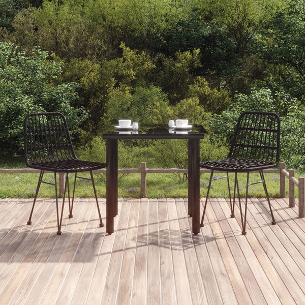 vidaXL 3-pc. Garden Dining Set Black Poly Rattan