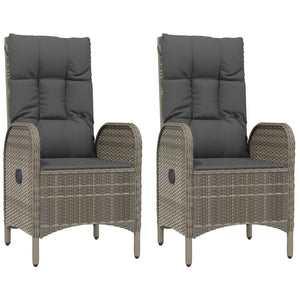 vidaXL 3-Piece Garden Dining Set with Cushions Black and Grey Poly Rattan