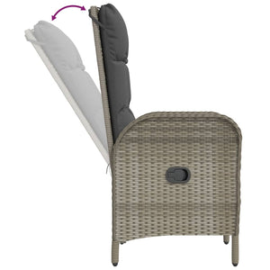 vidaXL 3-Piece Garden Dining Set with Cushions Black and Grey Poly Rattan