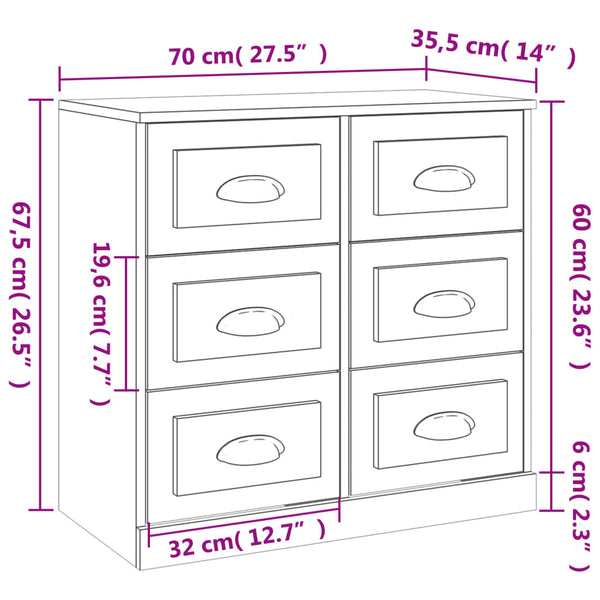 vidaXL Sideboards 2 pcs. Brown Oak Look Engineered Wood
