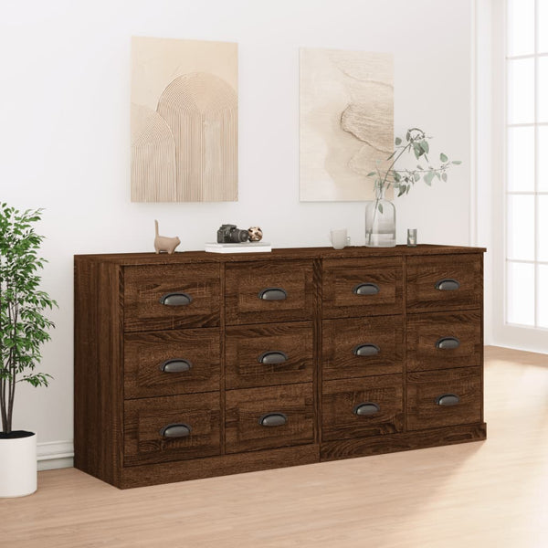 vidaXL Sideboards 2 pcs. Brown Oak Look Engineered Wood