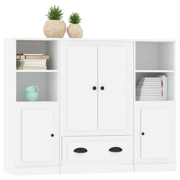 vidaXL Highboards 3 pcs. White Engineered Wood