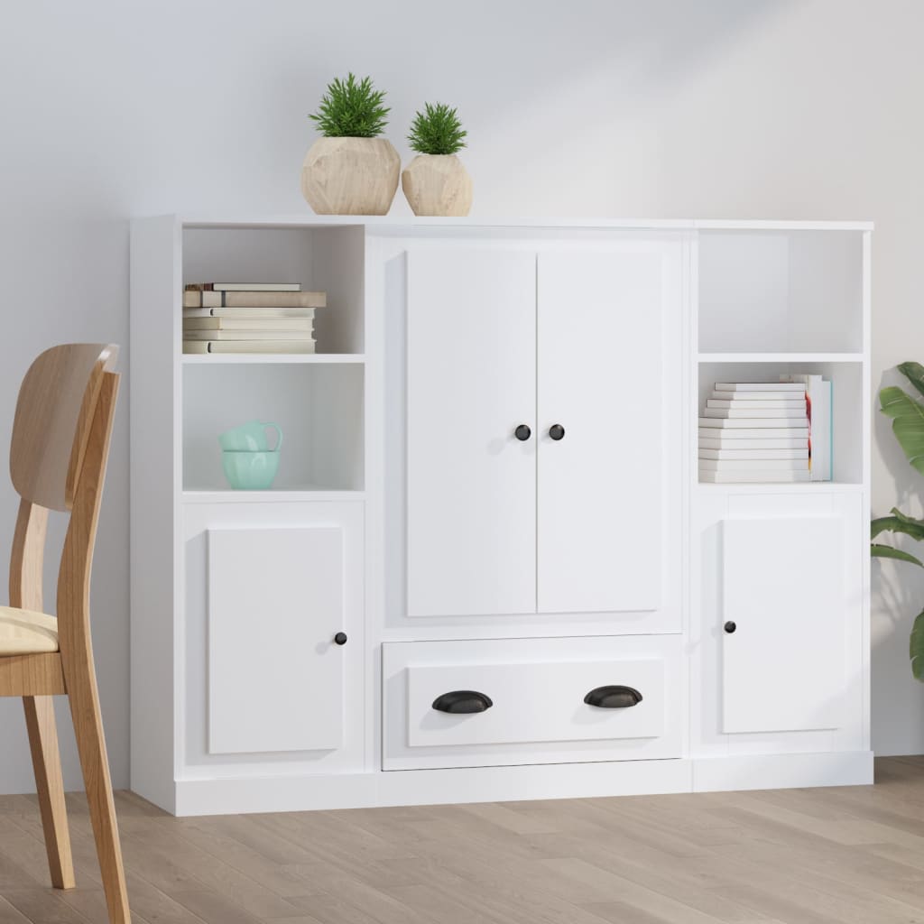 vidaXL Highboards 3 pcs. White Engineered Wood