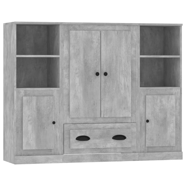 vidaXL Highboards 3 pcs. Concrete Grey Engineered Wood