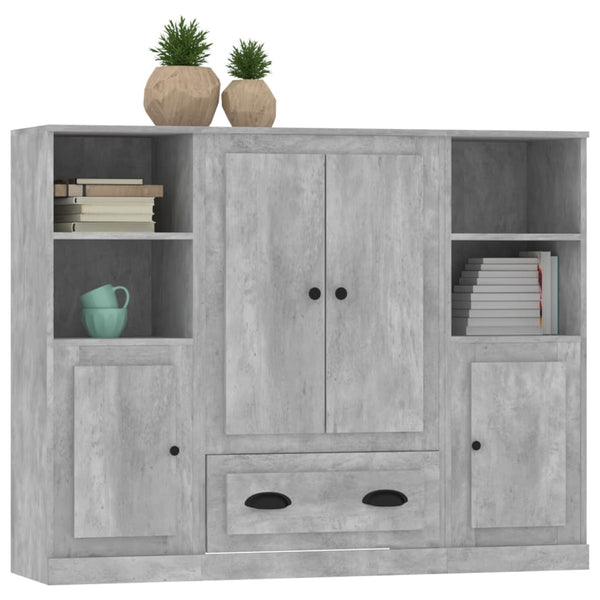 vidaXL Highboards 3 pcs. Concrete Grey Engineered Wood