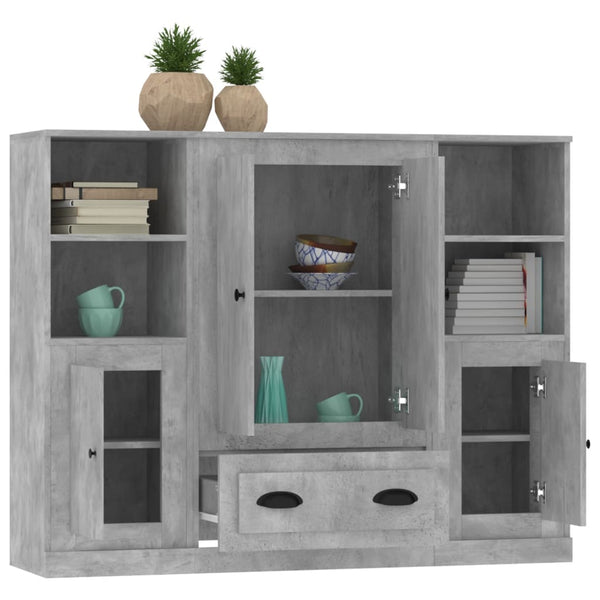 vidaXL Highboards 3 pcs. Concrete Grey Engineered Wood