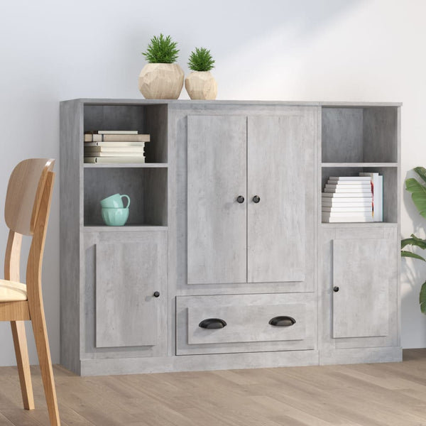 vidaXL Highboards 3 pcs. Concrete Grey Engineered Wood