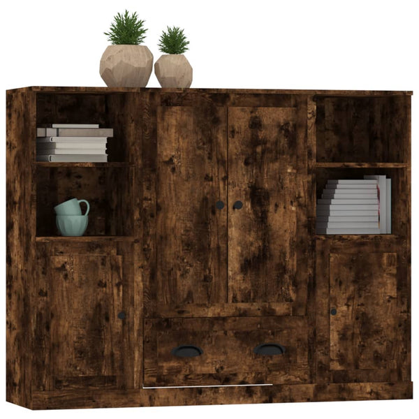 vidaXL Highboards 3 pcs. Smoked Oak Engineered Wood