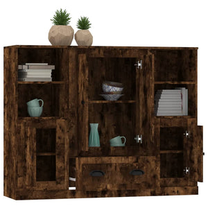 vidaXL Highboards 3 pcs. Smoked Oak Engineered Wood