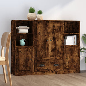 vidaXL Highboards 3 pcs. Smoked Oak Engineered Wood