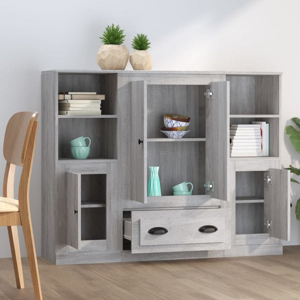 vidaXL Highboards 3 pcs. Grey Sonoma Engineered Wood