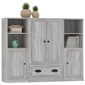 vidaXL Highboards 3 pcs. Grey Sonoma Engineered Wood