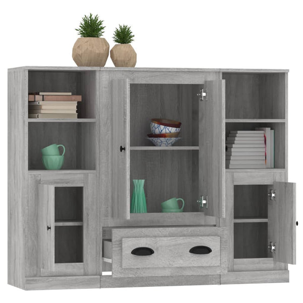 vidaXL Highboards 3 pcs. Grey Sonoma Engineered Wood