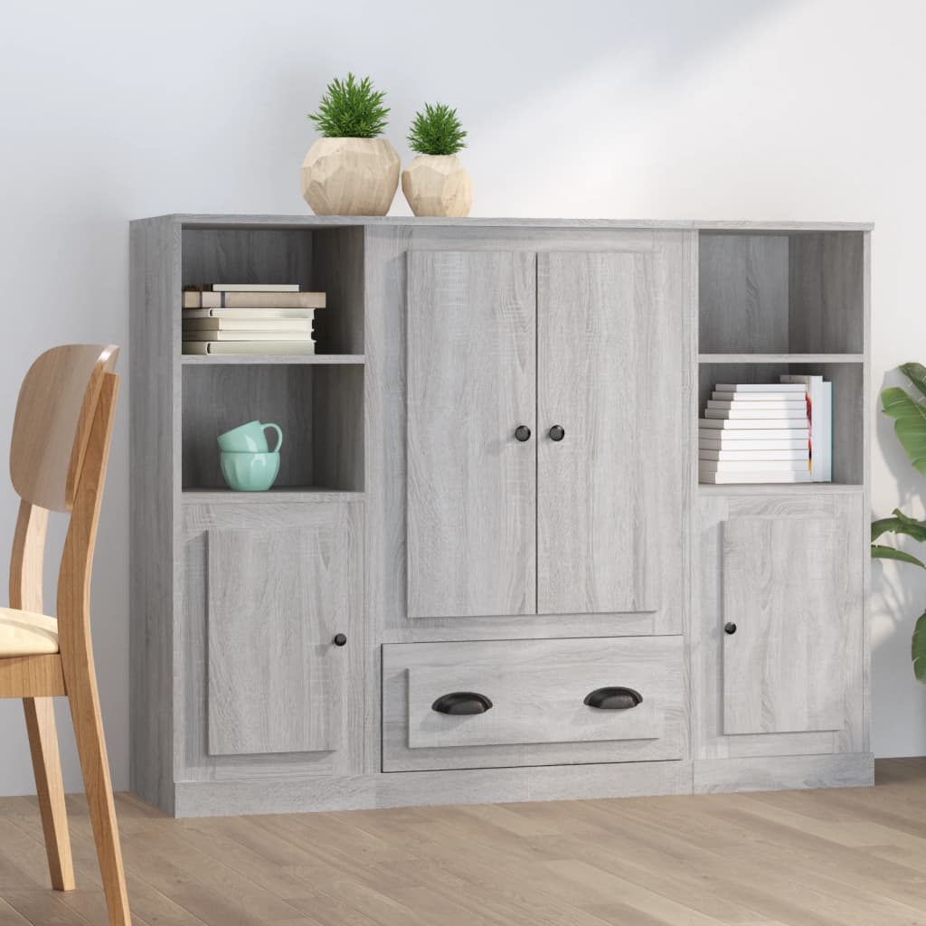 vidaXL Highboards 3 pcs. Grey Sonoma Engineered Wood