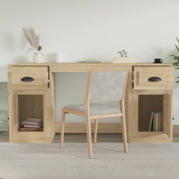 vidaXL Desk with Storage Sonoma Oak Engineered Wood