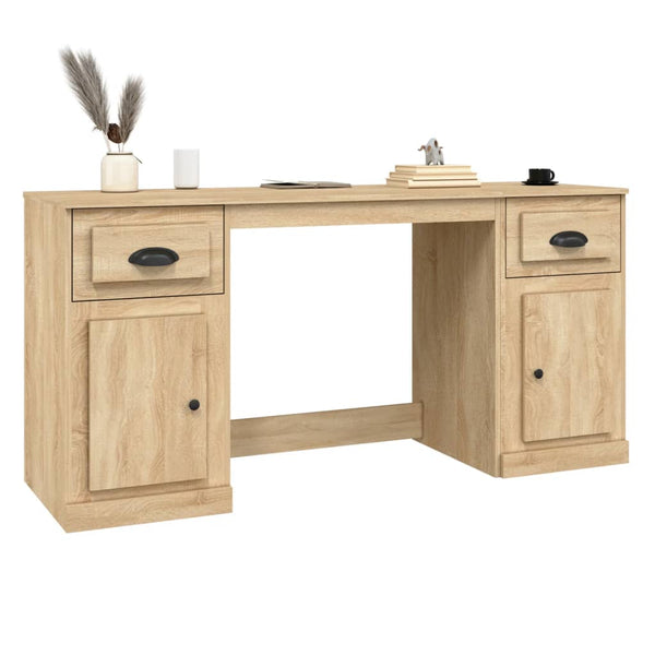 vidaXL Desk with Storage Sonoma Oak Engineered Wood
