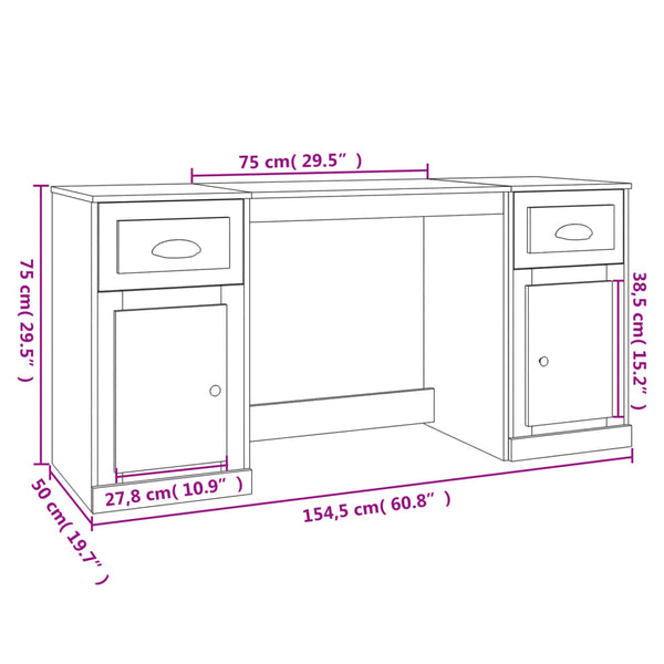 vidaXL Desk with Storage Sonoma Oak Engineered Wood
