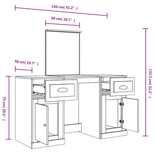 vidaXL Dressing Table with Mirror White 130x50x132.5 cm