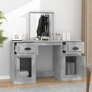vidaXL Dressing Table with Mirror Concrete Gray 130x50x132.5 cm