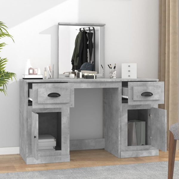 vidaXL Dressing Table with Mirror Concrete Gray 130x50x132.5 cm