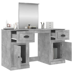 vidaXL Dressing Table with Mirror Concrete Gray 130x50x132.5 cm