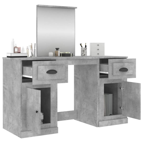 vidaXL Dressing Table with Mirror Concrete Gray 130x50x132.5 cm