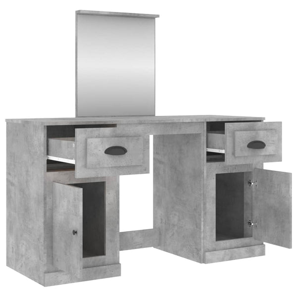 vidaXL Dressing Table with Mirror Concrete Gray 130x50x132.5 cm