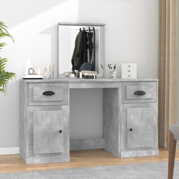 vidaXL Dressing Table with Mirror Concrete Gray 130x50x132.5 cm