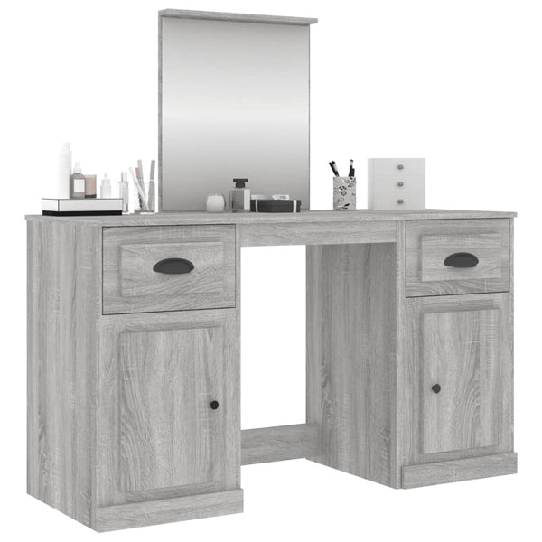 vidaXL Dressing Table with Mirror Sonoma Grey 130x50x132.5 cm