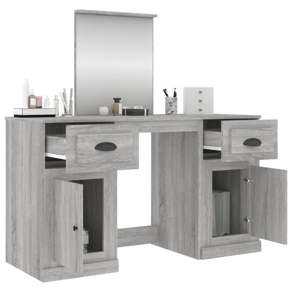 vidaXL Dressing Table with Mirror Sonoma Grey 130x50x132.5 cm