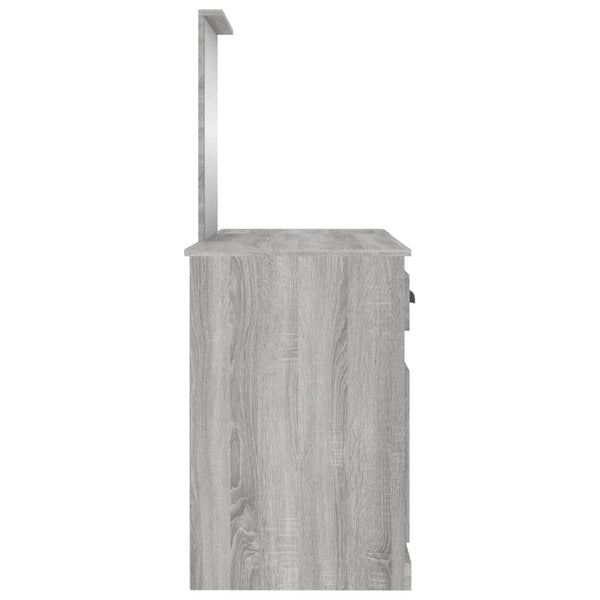 vidaXL Dressing Table with Mirror Sonoma Grey 130x50x132.5 cm