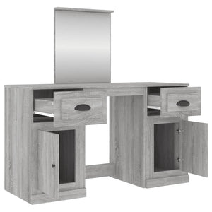 vidaXL Dressing Table with Mirror Sonoma Grey 130x50x132.5 cm