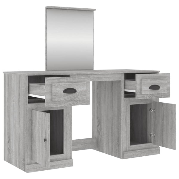 vidaXL Dressing Table with Mirror Sonoma Grey 130x50x132.5 cm